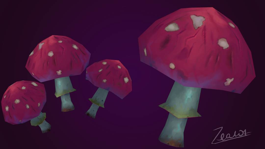 hand-painted fantasy mushroom
